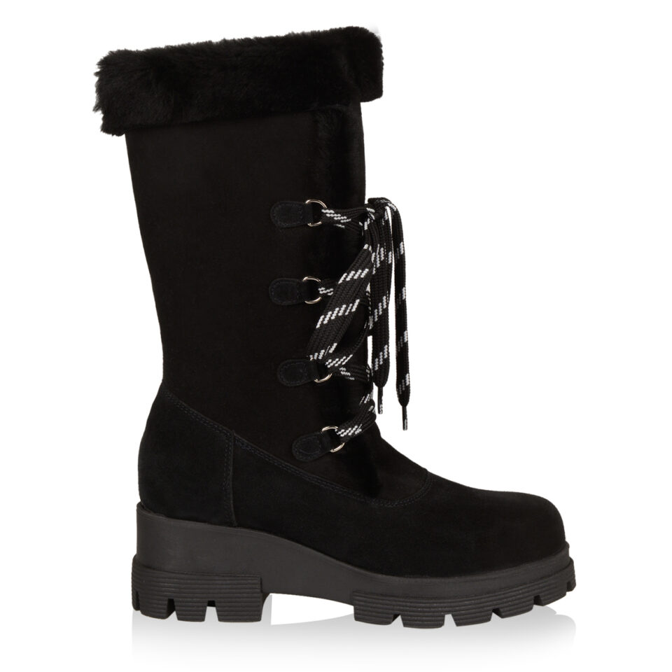 ZANABEL BLACK SHEARLING-LINED BOOT – Miller Shoes