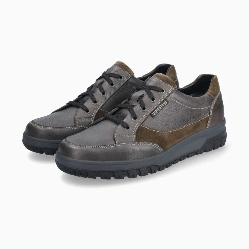 Mephisto Paco Halbschuhe Herren Black - Bequeme Leder Schnürer Mit Soft-Air Technologie