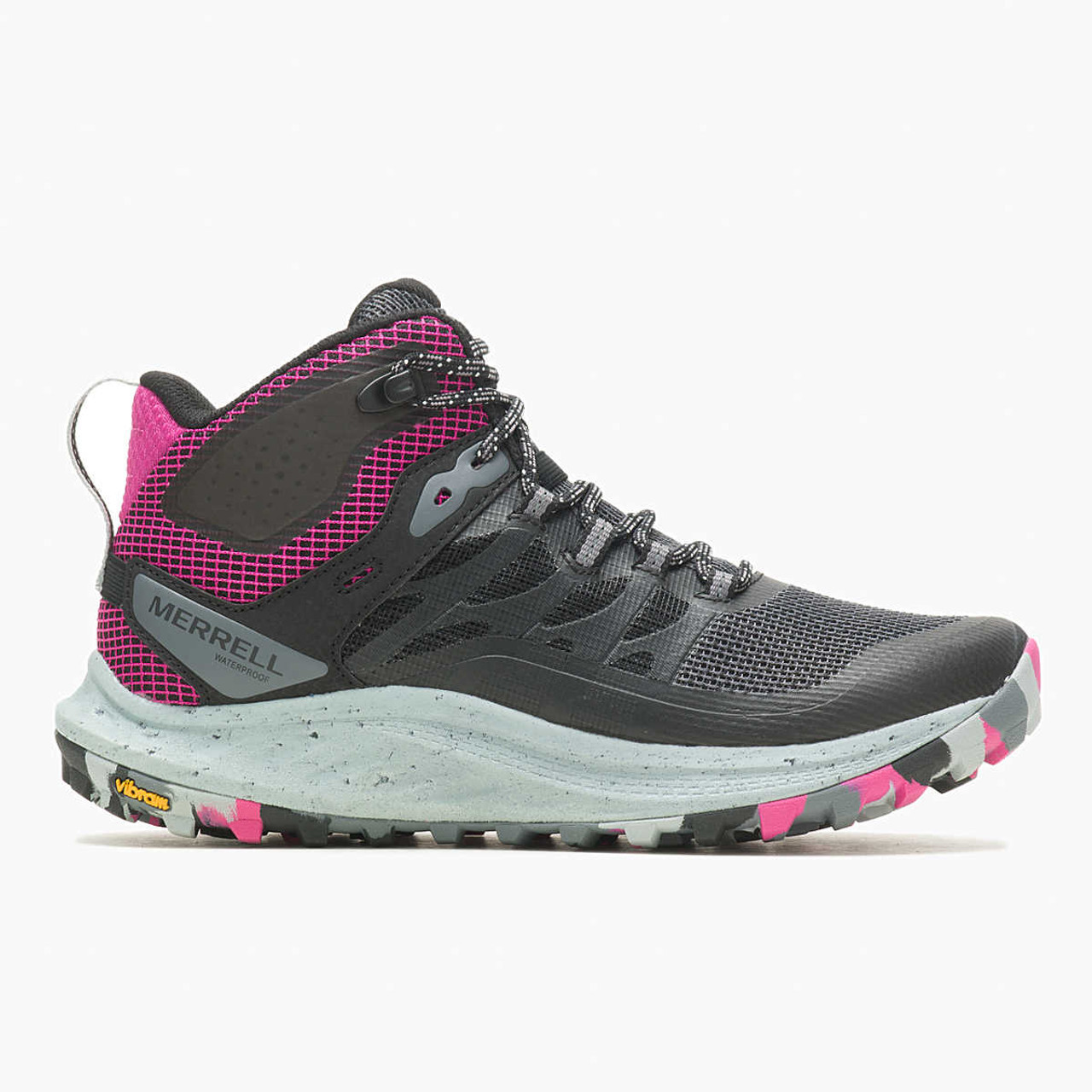 Merrell Women's Antora 3 Mid Waterproof – Black/Fuchsia – Miller Shoes
