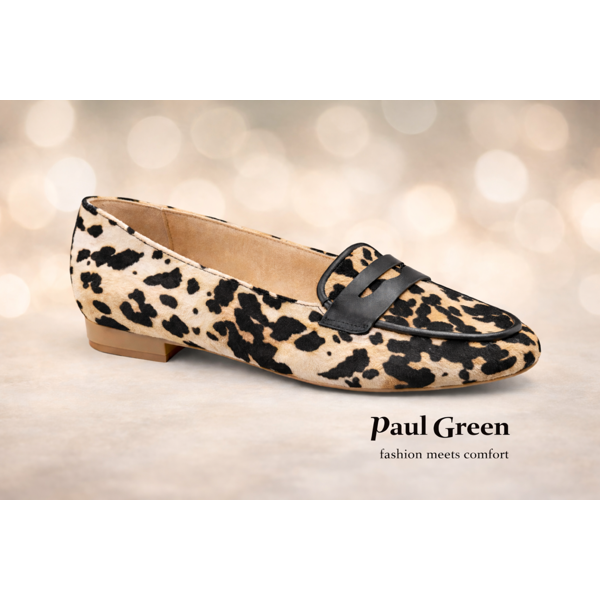 Paul Green Patten Leather Leopard Print Penny Loafers Paul Green Leopard Print Black Patent Leather Penny Loafers  main image 4